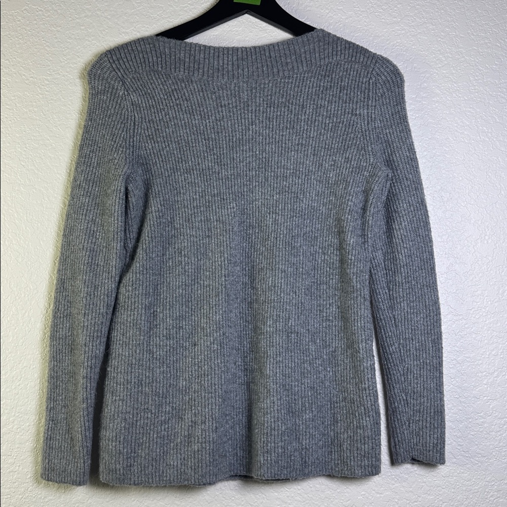 TALBOTS Gray Ribbed Button-Detail Sweater. - Picture 11 of 11